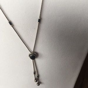 Silvertone & Black Necklace